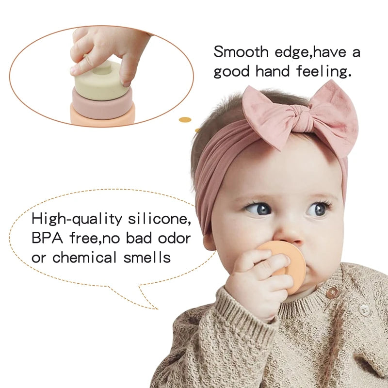 Baby Soft Building Blocks Silicone Stacking Blocks Round Shape