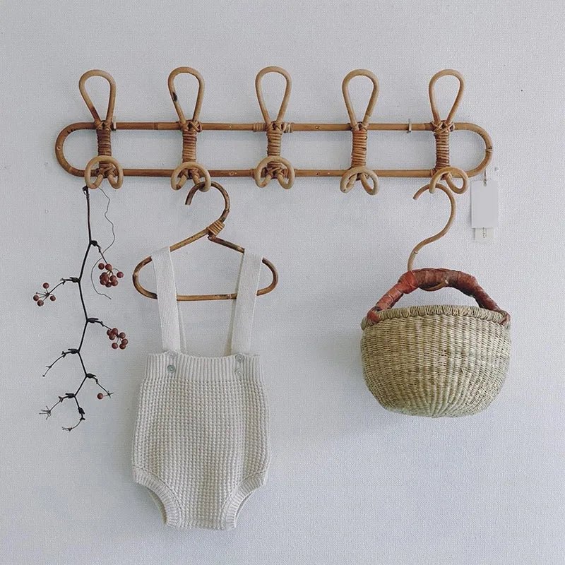 Rattan Wall Hooks for Kids Clothes