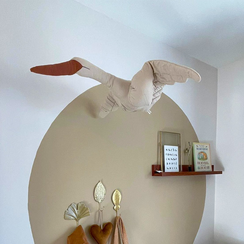 Hanging Swan Plush Stuffed Fabric Animal for Nursery