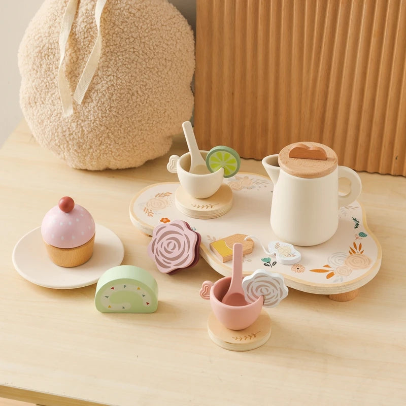 Kids Wooden Montessori Afternoon Tea Set – Role Play, Creativity & Learning