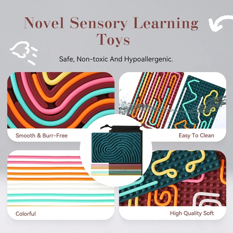 Montessori Sensory Busy Board for Kids –  Silicone Activity Board, Anxiety Relief & Stress Twistable Toy