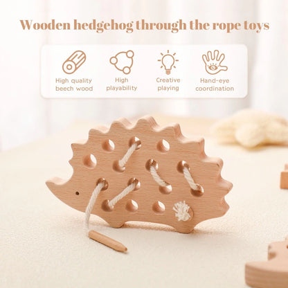 Baby Wooden Montessori Threading Blocks Toy