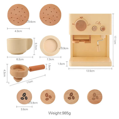 Children's Coffee Machine Kitchen Toys Wooden Montessori Toy Set