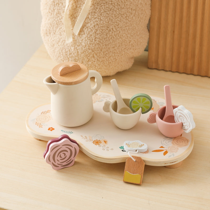 Kids Wooden Montessori Afternoon Tea Set – Role Play, Creativity & Learning