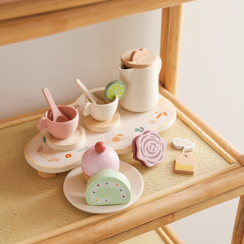 Kids Wooden Montessori Afternoon Tea Set – Role Play, Creativity & Learning