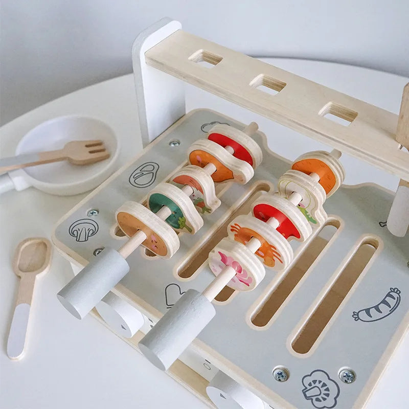 Simulation Wooden Toy BBQ Set