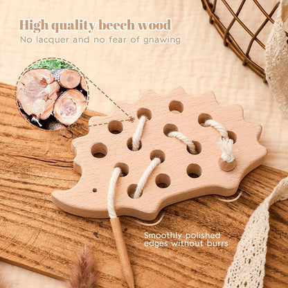 Baby Wooden Montessori Threading Blocks Toy