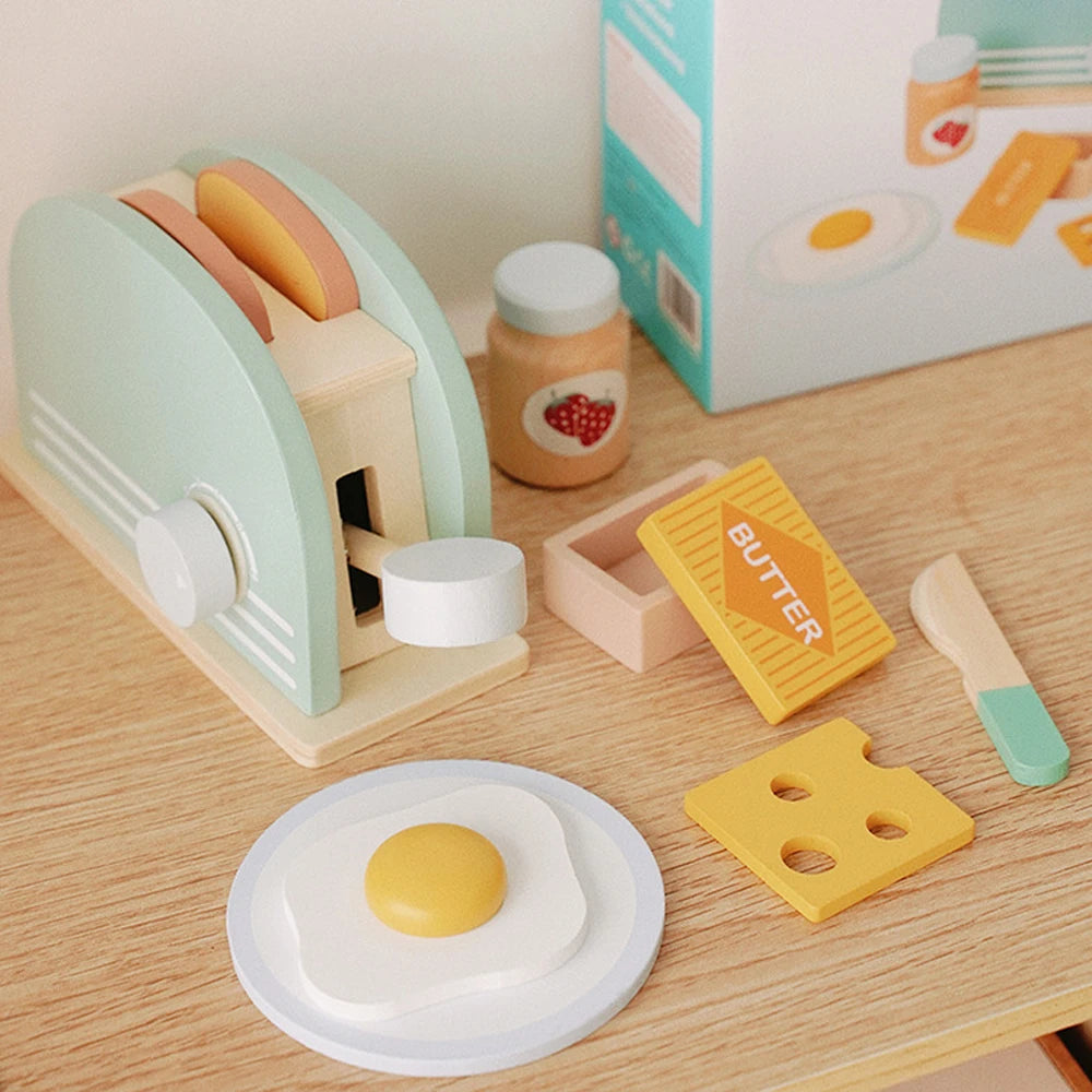 Wooden Toaster Toy - Pretend Play Breakfast Set