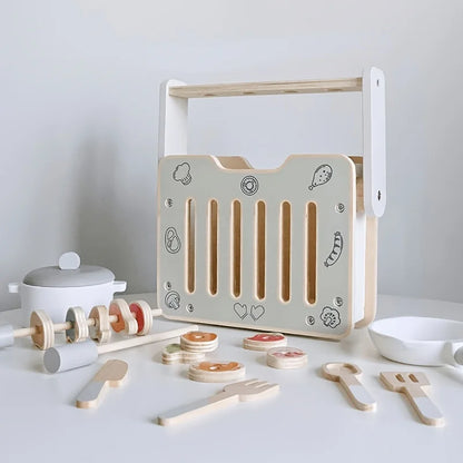 Simulation Wooden Toy BBQ Set